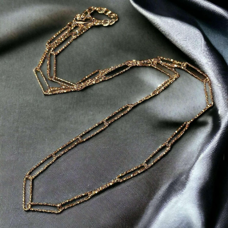 Diamond Cut Paperclip Chain necklace, Gold - 18- 24 inch - - LadybugfeetDesigns -