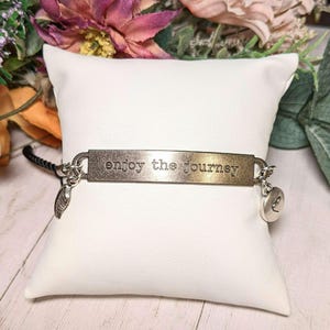 Enjoy the Journey, Inspirational Quote Twisted rope bolo Bracelet - - LadybugfeetDesigns -