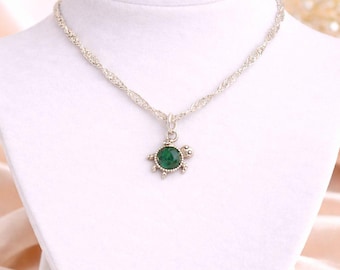 Multi Faceted CZ Turtle Necklace, Sterling Silver - 20 inch