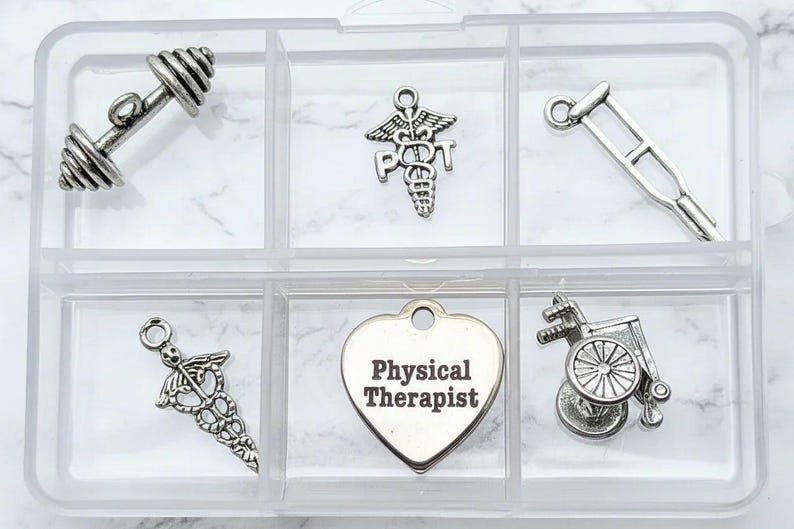 Physical Therapist Mini Charm Box - 6 pc., Silver - - LadybugfeetDesigns -