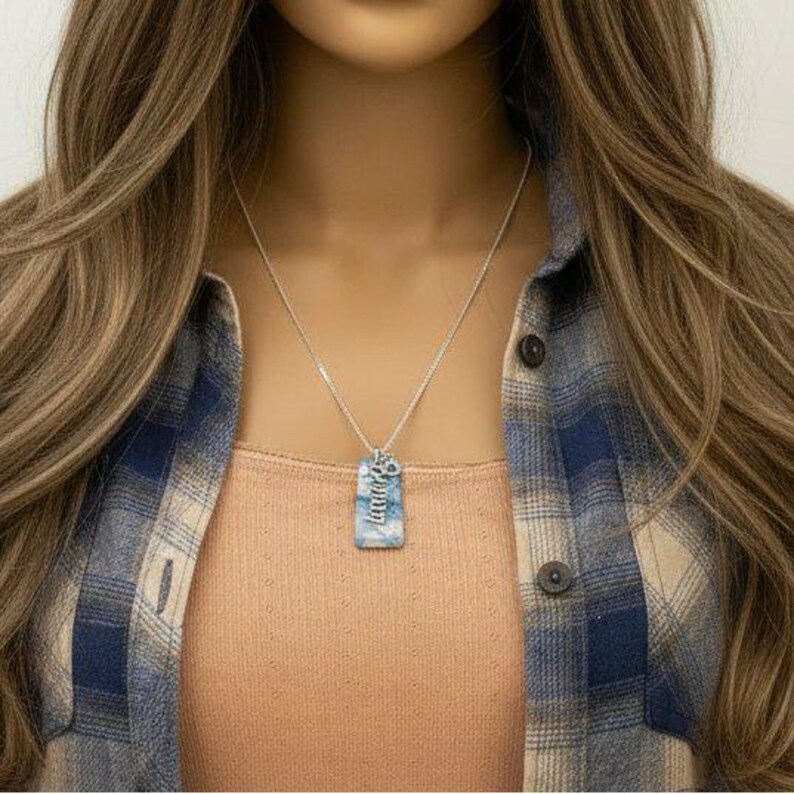 Dream Tag necklace, Sterling Silver - 30 inch - - LadybugfeetDesigns -