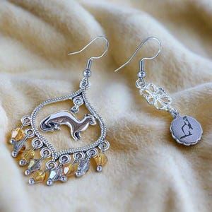 Mismatched Ferret hook earrings, Silver - - LadybugfeetDesigns -