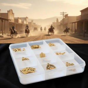 Wild West II Themed Charm Box - 9 pc., Gold - - LadybugfeetDesigns -