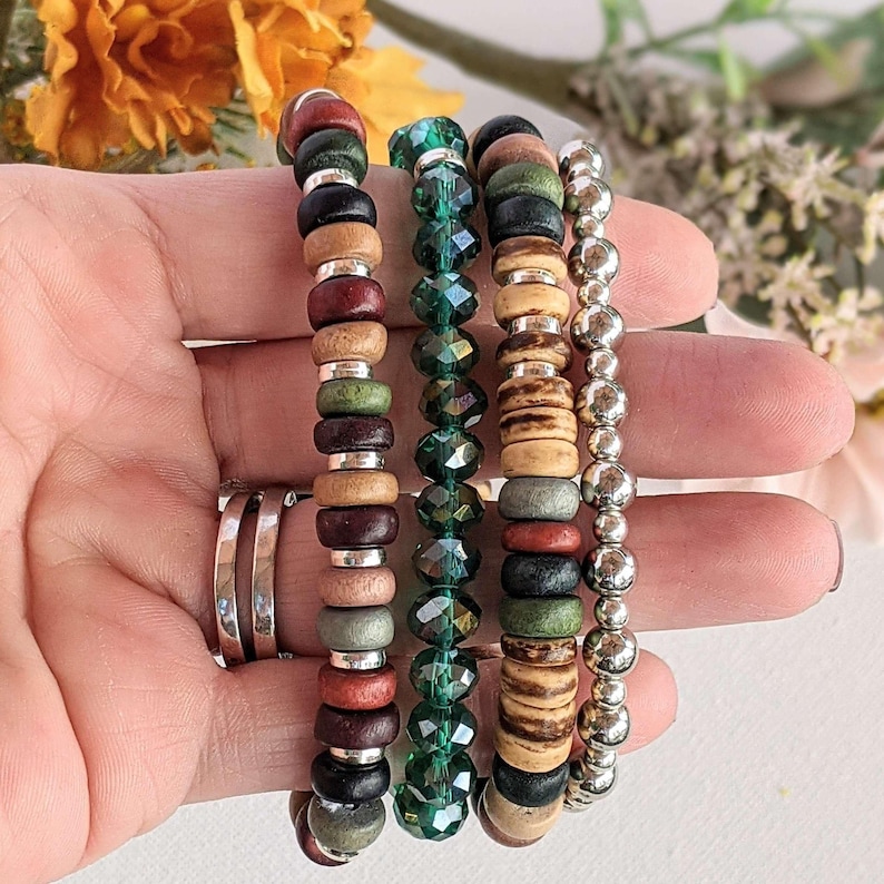 Multi Colored Stretch Bracelet Stack - - LadybugfeetDesigns -