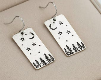 Starry Night in the Pines Dangle Earrings