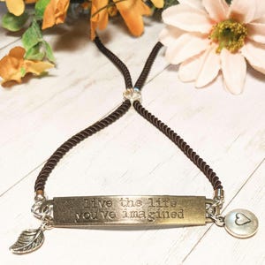 Live the Life You've Imagined Twisted Rope Bolo bracelet - - LadybugfeetDesigns -