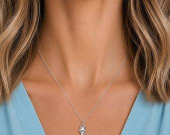 Cat Necklace, 20 inches - Silver