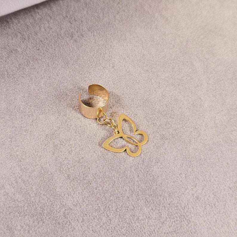 Butterfly Ear Cuff, Gold - - LadybugfeetDesigns -