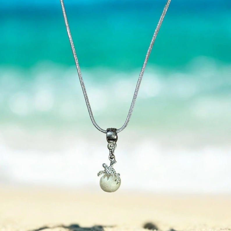 Sea Turtle Hatchling necklace, Sterling Silver - 24 inch - - LadybugfeetDesigns -