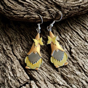 Boho Gnome hook earrings - Sterling Silver hooks - - LadybugfeetDesigns -
