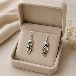 Jellyfish Hook Earrings, Silver - - LadybugfeetDesigns -