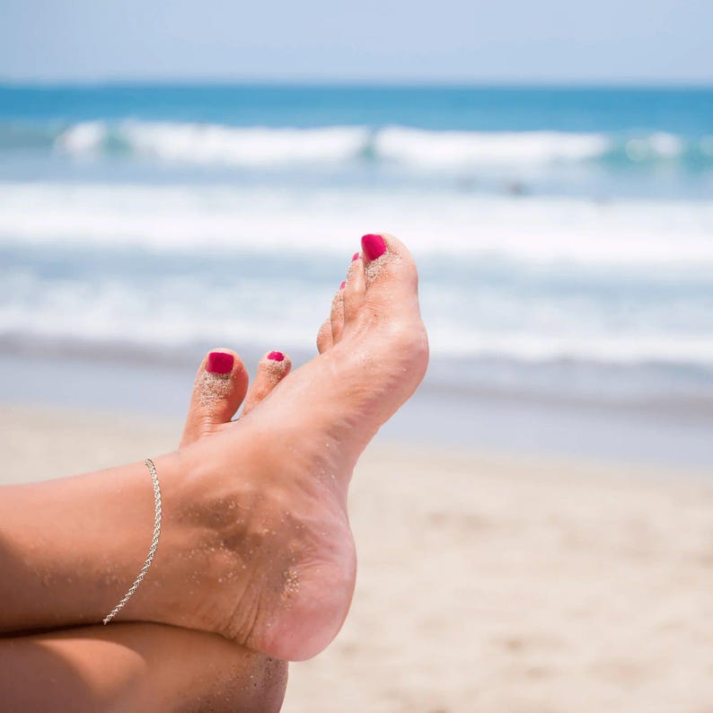 Silver Rope Chain Anklet - - LadybugfeetDesigns -