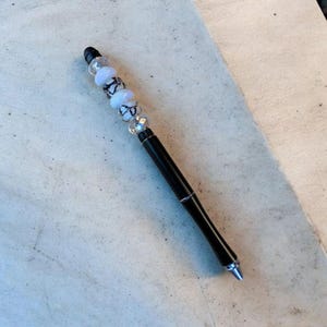 Black/White Crystal Gift Pen - - LadybugfeetDesigns -