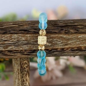 Iridescent Blue Mystic Aura Quartz Gemstone Diffuser bracelet - - LadybugfeetDesigns -