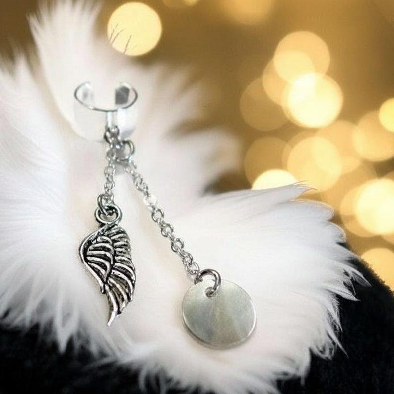 Angel Wing ear cuff, Silver - - LadybugfeetDesigns -