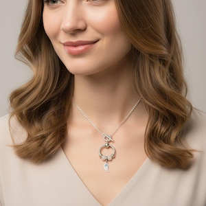 Angel Wing Sterling Silver Toggle Charm Necklace, 20 inches - - LadybugfeetDesigns -