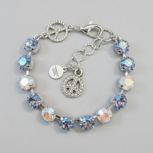 Peace Sign Faceted Crystal Bracelet - - LadybugfeetDesigns -