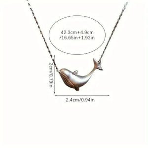Whale Pendant charm necklace, Silver - 16 inch - - LadybugfeetDesigns -