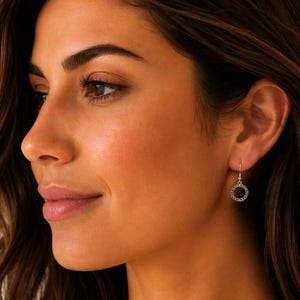 Open Circle Diamond Cut Sterling Dangle earrings - - LadybugfeetDesigns -