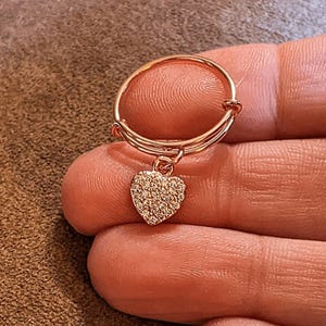 CZ Rose Gold Heart Ring 5-7 - - LadybugfeetDesigns -