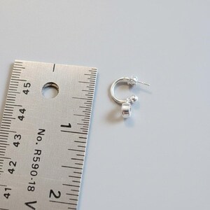 Birthstone Mini Hoop Huggie Earrings - Silver, Hoop Drop - 10mm - - LadybugfeetDesigns -