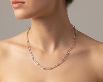 Diamantslipat gemhalsband, Silver - 45-60 cm
