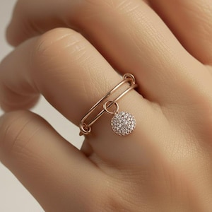 CZ Full Moon Rose Gold Circle Ring 5-7 - - LadybugfeetDesigns -