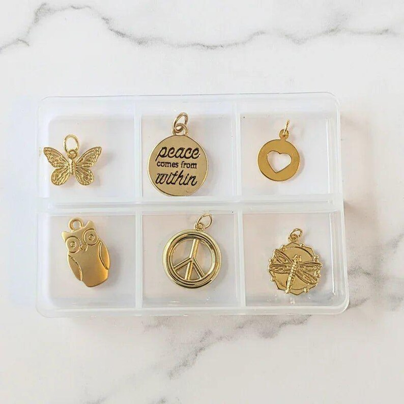 Peace Comes from Within Mini Charm Box - 6 pc., Gold - - LadybugfeetDesigns -