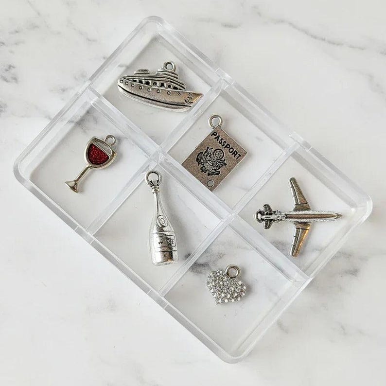 Romantic Getaway Mini Charm Box - 6 pc., Silver - - LadybugfeetDesigns -