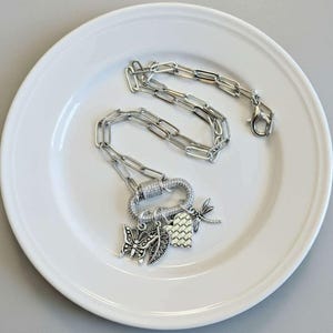 Nature & Love Carabiner Necklace, Silver - Adjusts up to 20 inches - - LadybugfeetDesigns -