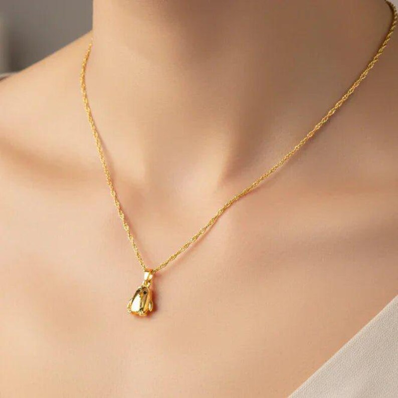 Penguin Necklace, Gold- 20 inch - - LadybugfeetDesigns -