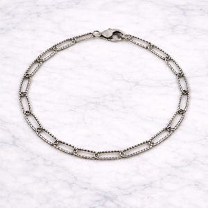Antique Silver Textured Paperclip Link Charm Bracelet Base - D.i.y. - Build Your Charm Bracelet!