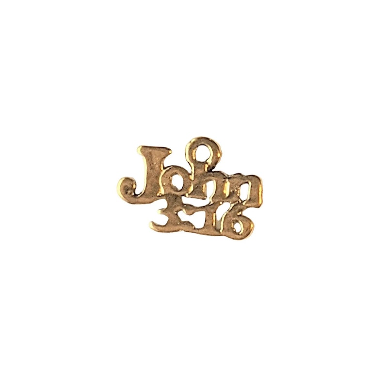 Gold John 3:16 Charm - - LadybugfeetDesigns -