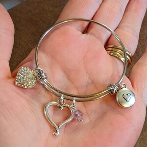Child's Birthstone Heart Bangle - - LadybugfeetDesigns -