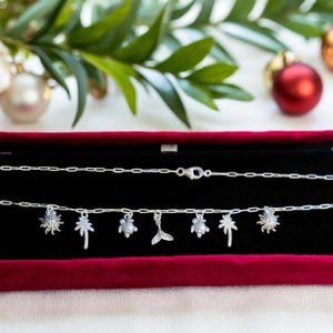 Tropic Vacation Multi Charm Link Necklace, .925 Sterling Silver - 20 inch - - LadybugfeetDesigns -