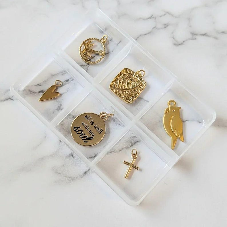 All is Well With My Soul Mini Charm Box - 6 pc., Gold - - LadybugfeetDesigns -