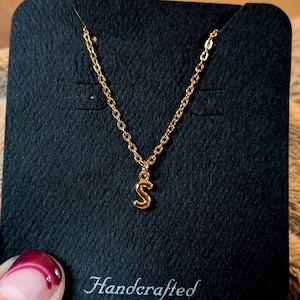 Mini Bubble Initial Necklace - Gold- 20 inch - - LadybugfeetDesigns -