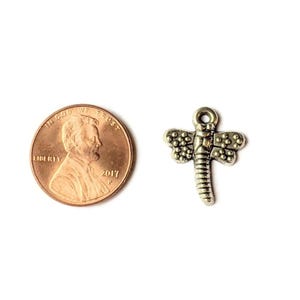 Silver Mini Dragonfly Charm V - - LadybugfeetDesigns -
