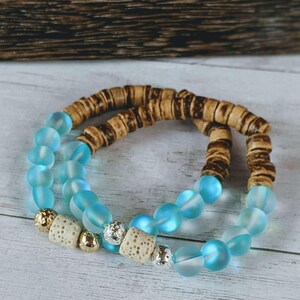 Iridescent Blue Mystic Aura Quartz Gemstone Diffuser bracelet - - LadybugfeetDesigns -