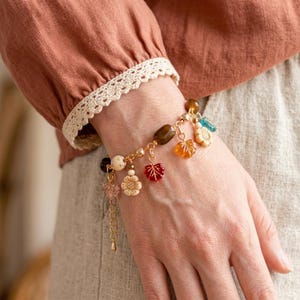 Boho Bloom Crystal Bead Bracelet, Gold - - LadybugfeetDesigns -