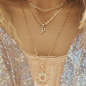 Paperclip Initial Layered Necklace Set. Gold - - LadybugfeetDesigns -