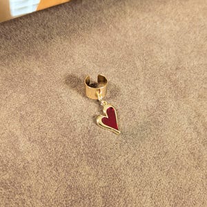 Enamel Heart Ear Cuff, Gold - - LadybugfeetDesigns -