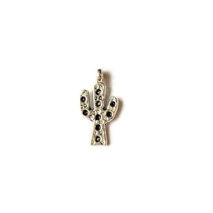 Silver Cactus Charm Pendant - - LadybugfeetDesigns -