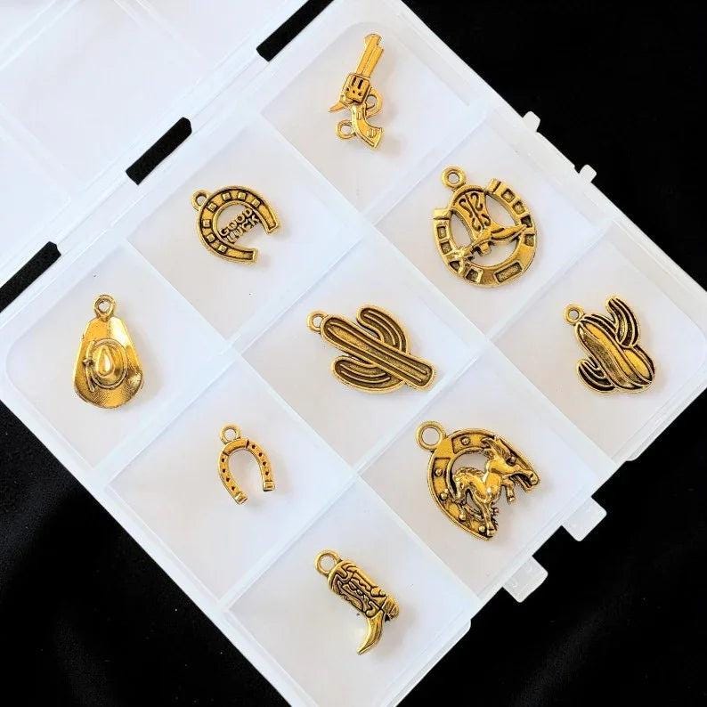 Wild West Themed Charm Box - 9 pc., Gold - - LadybugfeetDesigns -