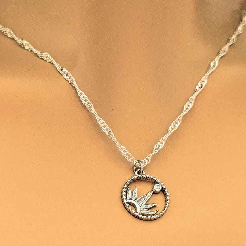 Sun Rays Pendant necklace, Silver - 20 inch - - LadybugfeetDesigns -