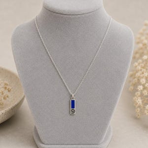 Blue Tag Necklace, 20 inches - Silver - - LadybugfeetDesigns -