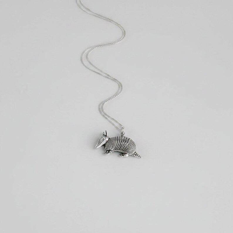 Armadillo Pendant charm necklace, Sterling Silver - 22 inch - - LadybugfeetDesigns -