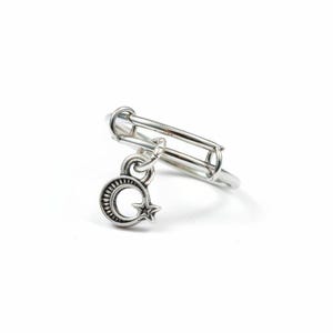 Moon Star Expandable Charm Ring - - LadybugfeetDesigns -