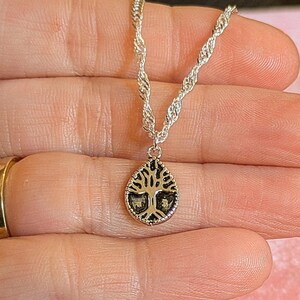 Tree of Life Drop Necklace, Silver - 20 inch - - LadybugfeetDesigns -
