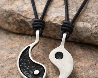 Adjustable YIN and YANG Double Necklace Set